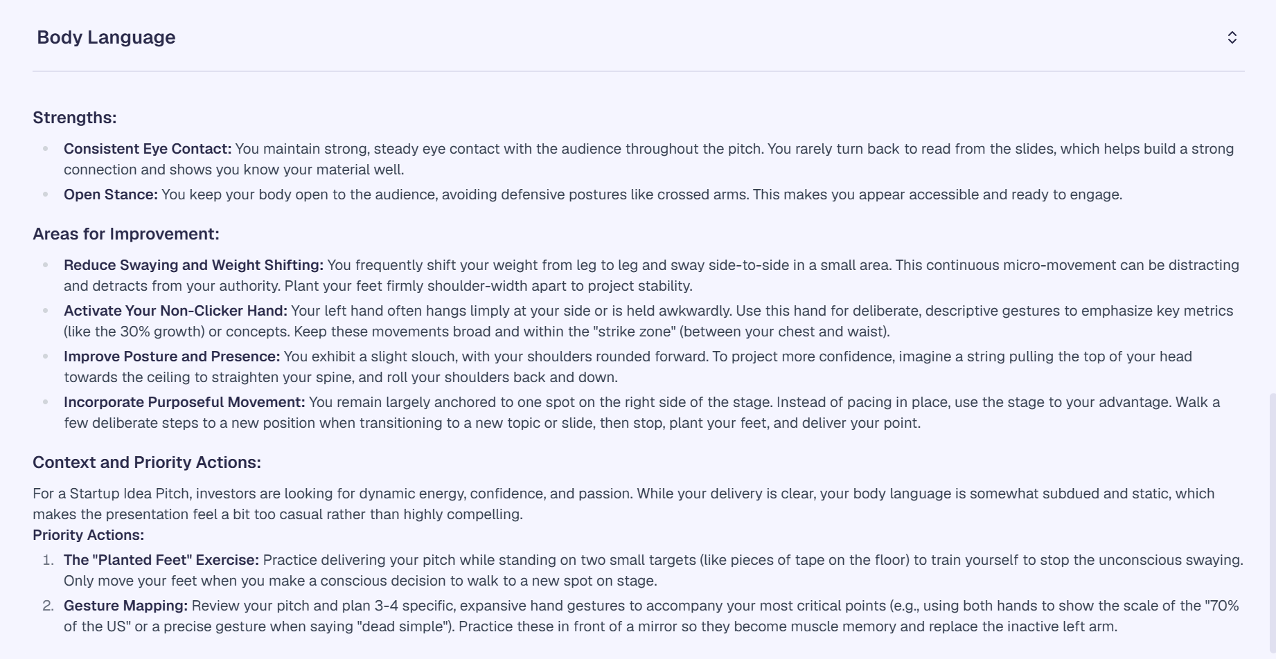 Body Language & Presence Feedback